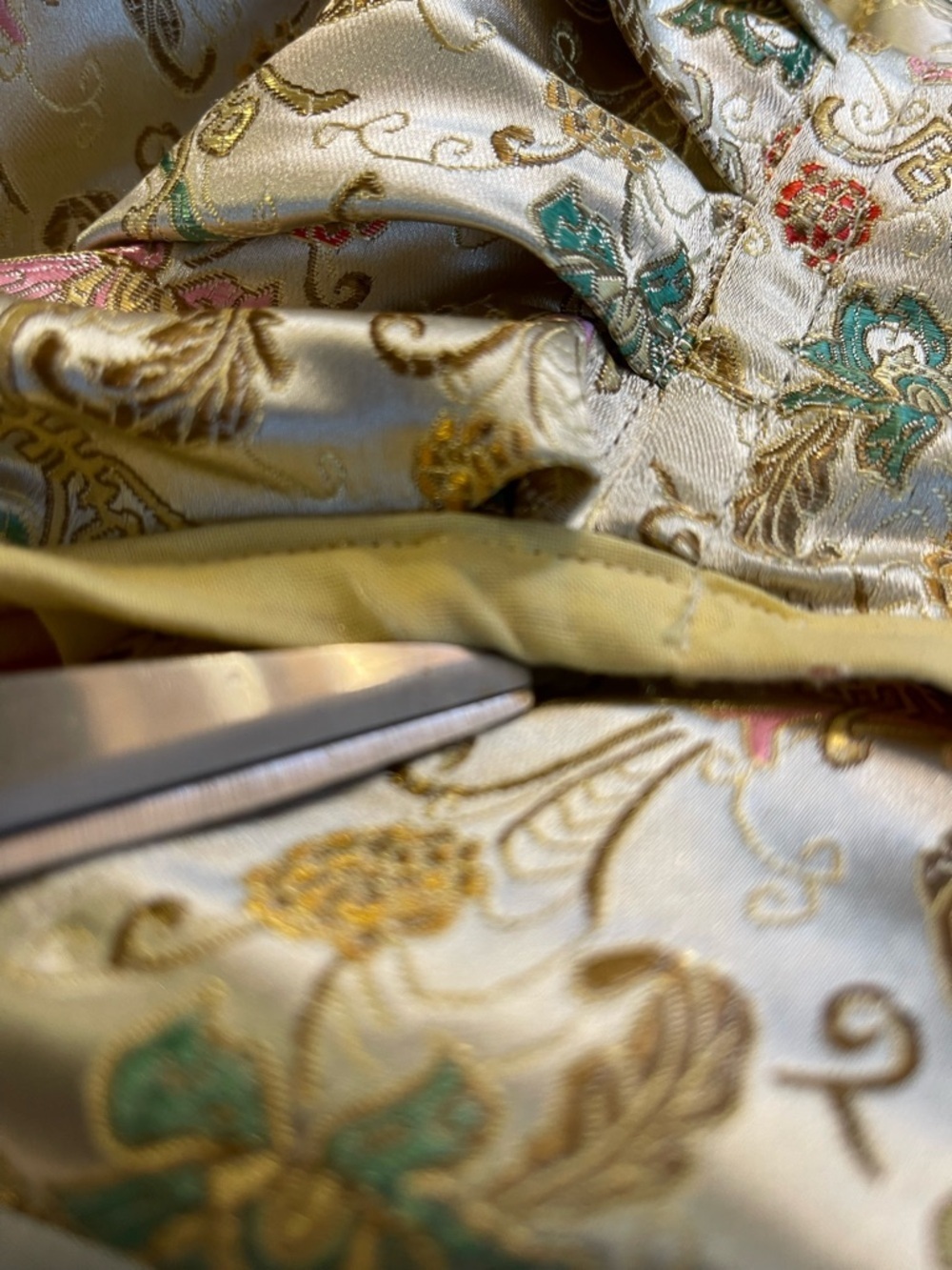 vintage brocade jacquard midi skirt floral pattern with metallic thread accents - Picture 16 of 16
